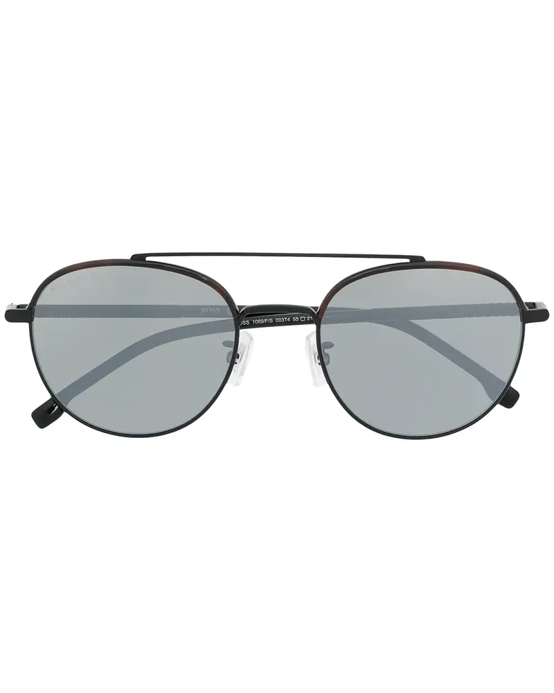 HUGO BOSS Sonnenbrille mit rundem Gestell - Schwarz Schwarz
