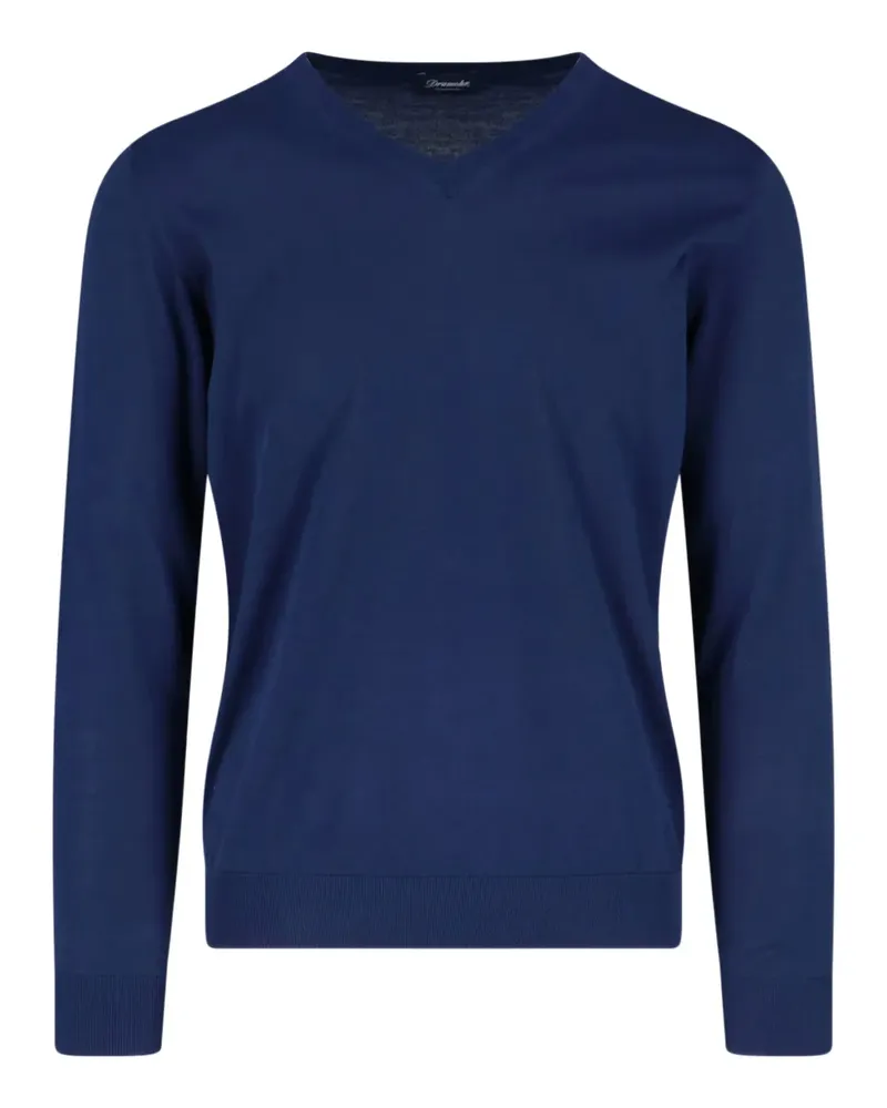 Drumohr  Pullover mit V-Ausschnitt - Blau Blau