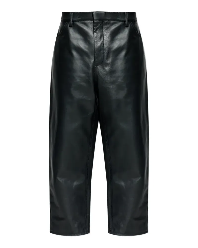Jil Sander Lederhose mit Taschen - Schwarz Schwarz