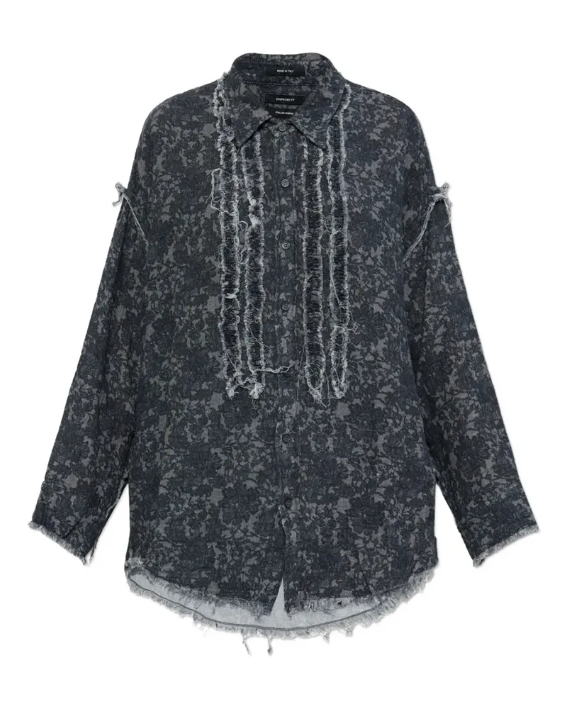 R13 frayed floral shirt - Schwarz Schwarz