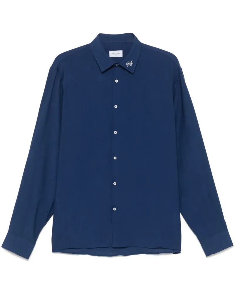 Family First Hemd mit Knitteroptik - Blau Blau