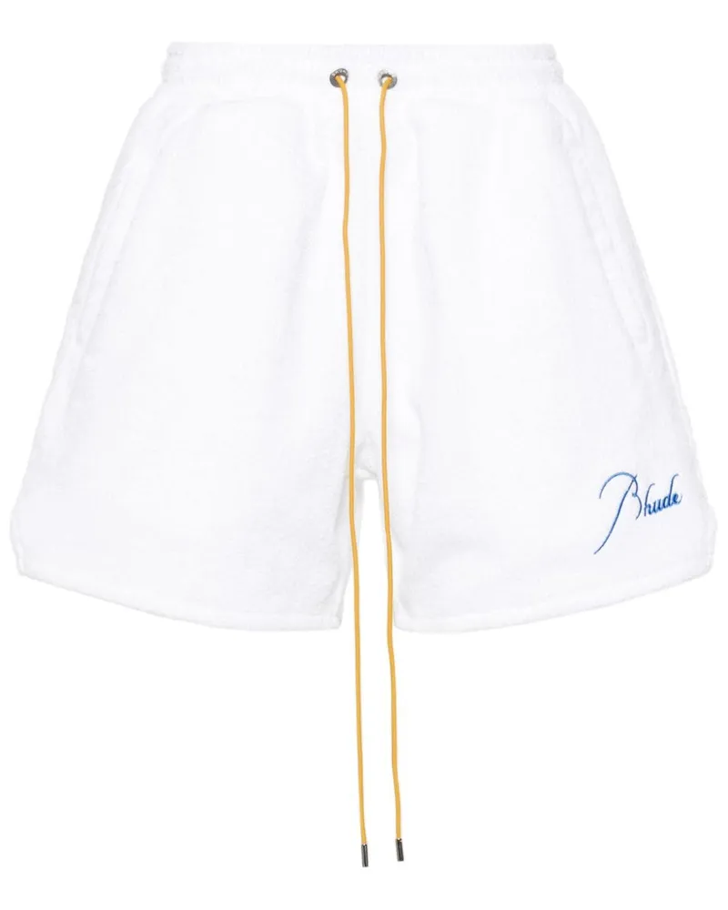 RHUDE Frottee-Shorts mit Logo-Stickerei - Weiß Weiß