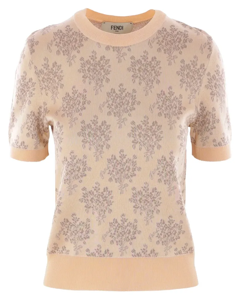 Fendi Cropped-Pullover aus Blumen-Jacquard - Nude Nude