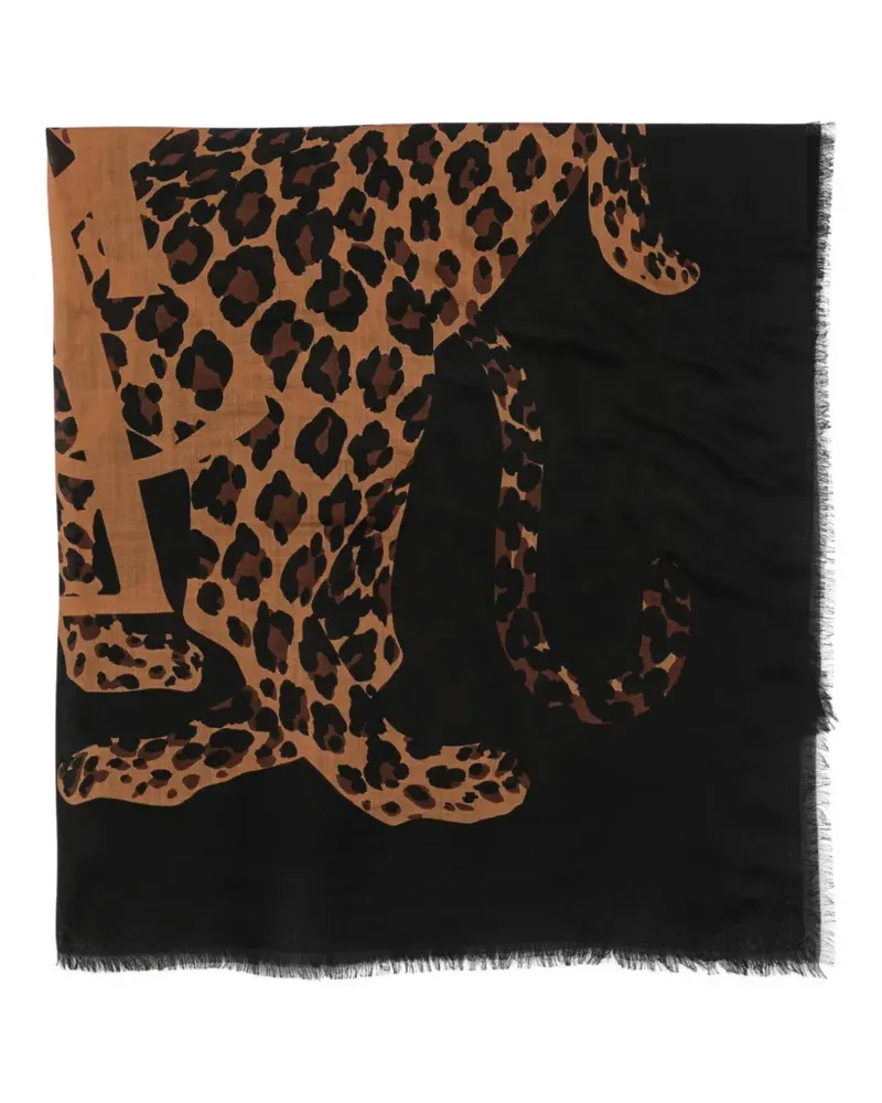 Saint Laurent Schal mit Leoparden-Print - Schwarz Schwarz
