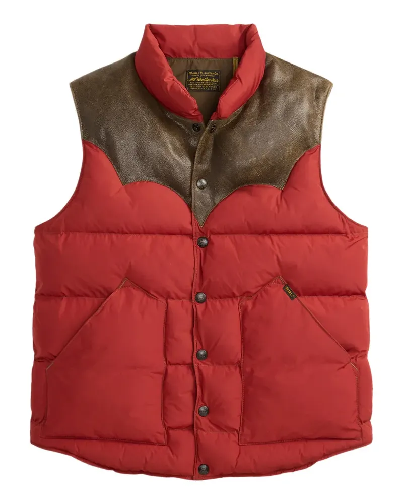 Ralph Lauren Gesteppte Weste mit Lederpasse - Rot Rot