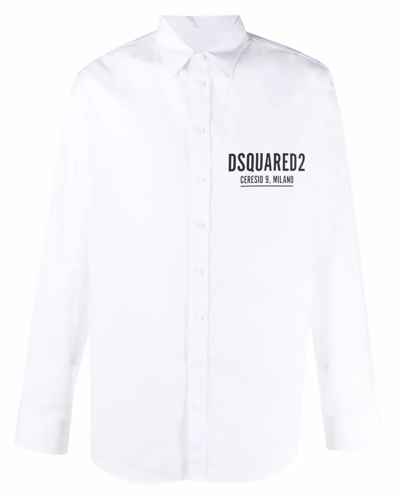Dsquared2 Hemd mit Logo-Print - Weiß Weiß