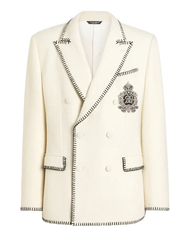 Dolce & Gabbana Doppelreihige Tweed-Jacke mit Stickerei - Weiß Weiß