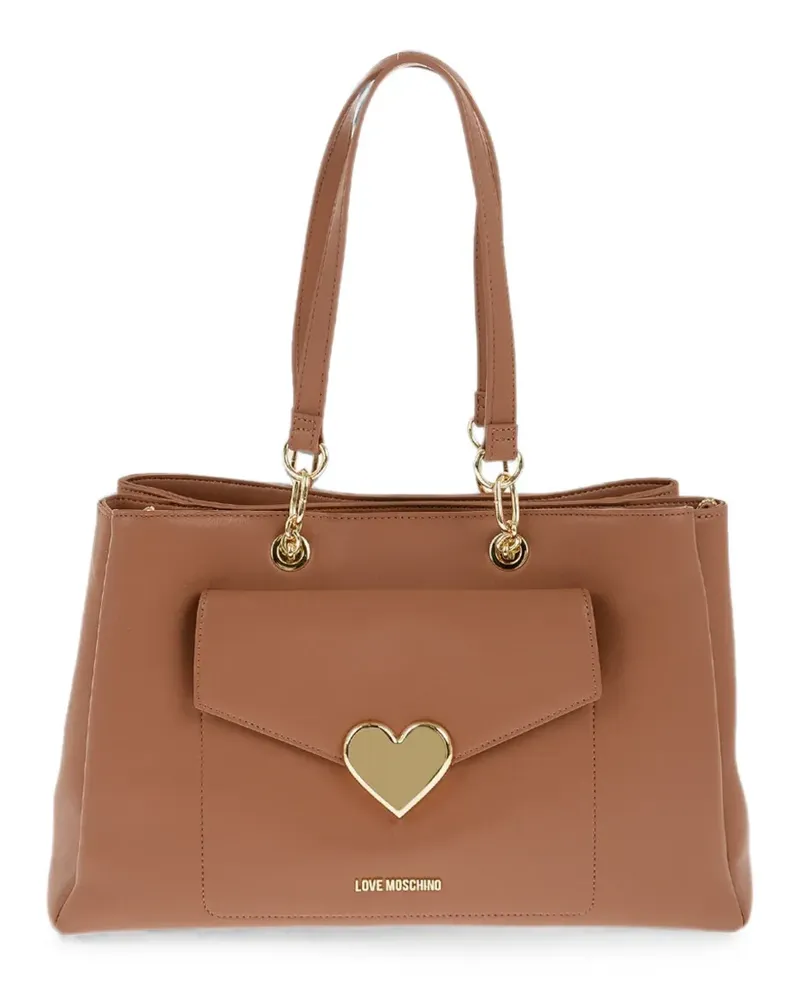 Moschino heart-plaque tote bag - Braun Braun