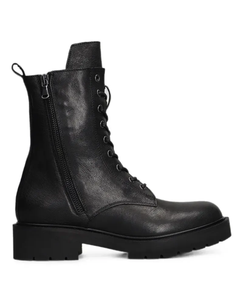 Julie Dee Bikerstiefel mit Schnürung - Schwarz Schwarz