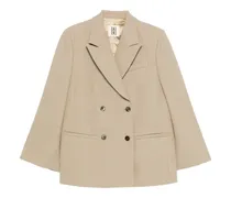 Doppelreihige Jacke mit Tasche - Nude