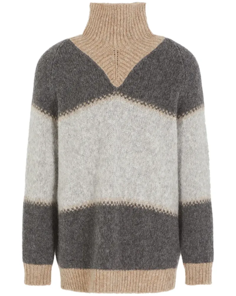 Giorgio Armani Pullover in Colour-Block-Optik - Grün Grün