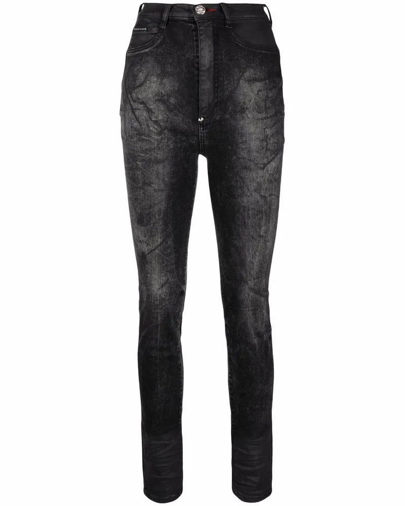 Philipp Plein Jeggings mit Stone-Wash-Effekt - Schwarz Schwarz