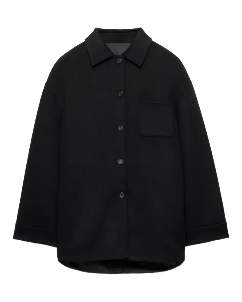 Prada reversible double cashwool and Re-Nylon caban jacket - Schwarz Schwarz