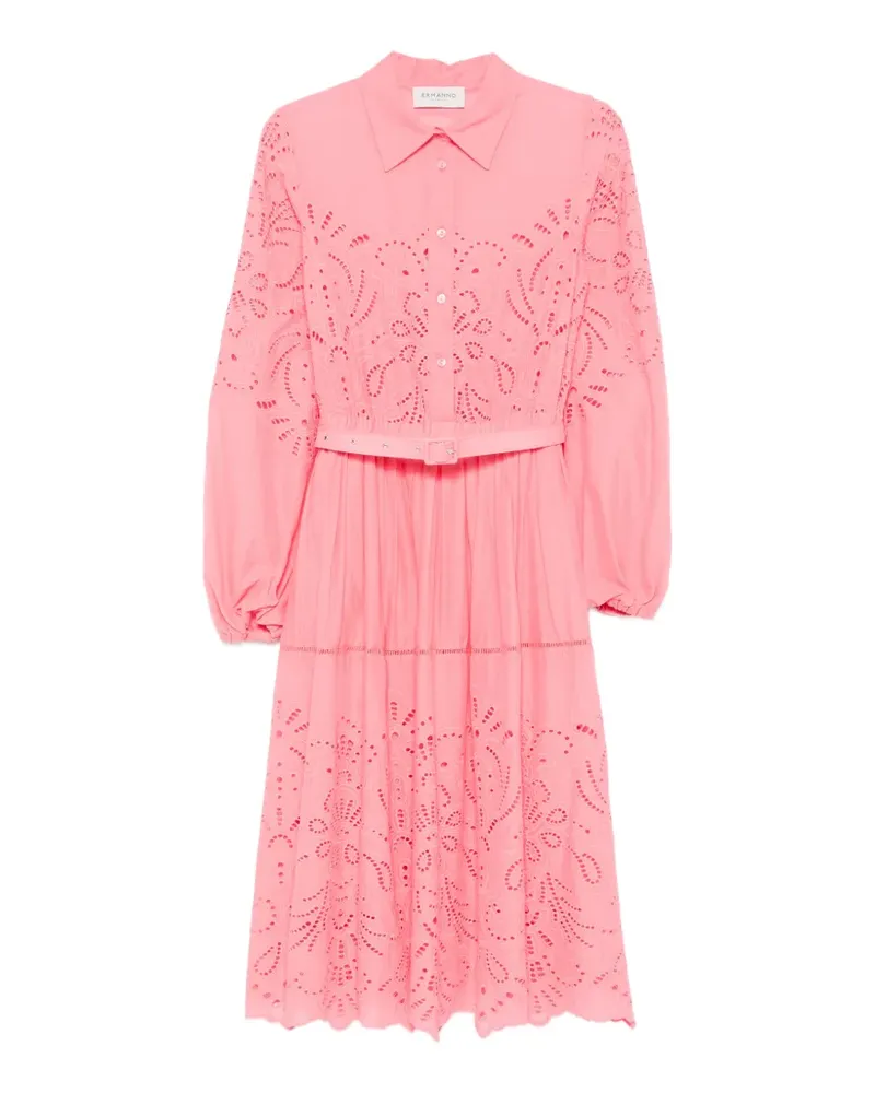 Ermanno Scervino eyelet-detail belted midi dress - Rosa Rosa