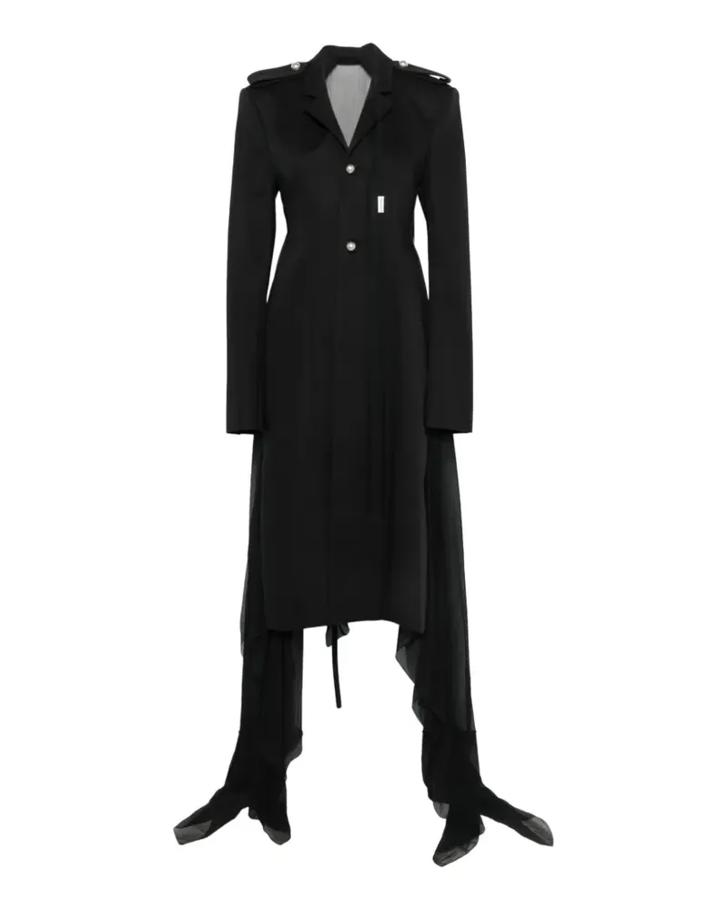 Ann Demeulemeester sheer-panelled epaulette coat - Schwarz Schwarz