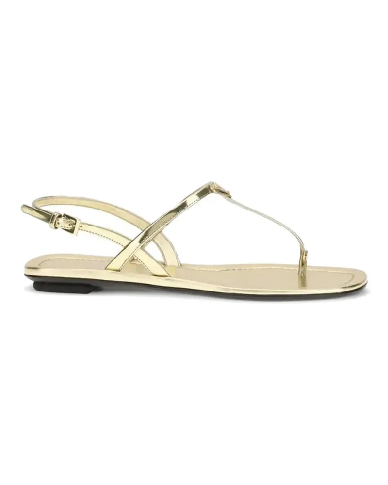 Prada logo-plaque detail sandals - Gold Gold