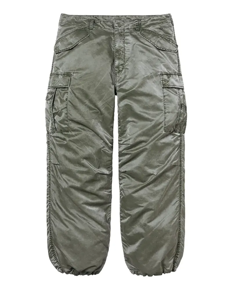 Supreme Being Ausgeblichene Flight Cargohose aus Satin - Grün Grün