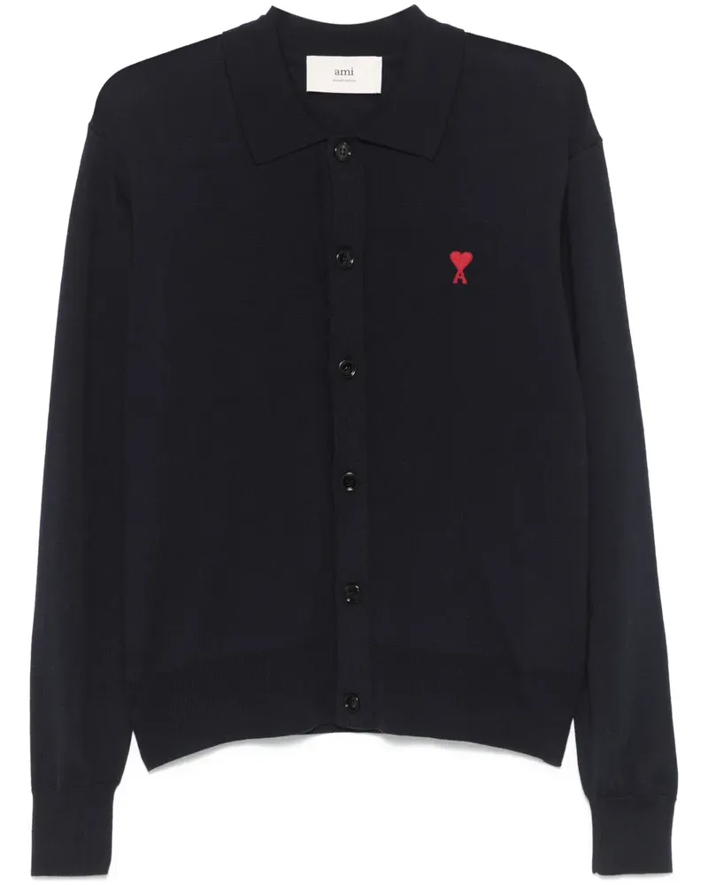 AMI Paris Poloshirt mit Herzstickerei - Blau Blau