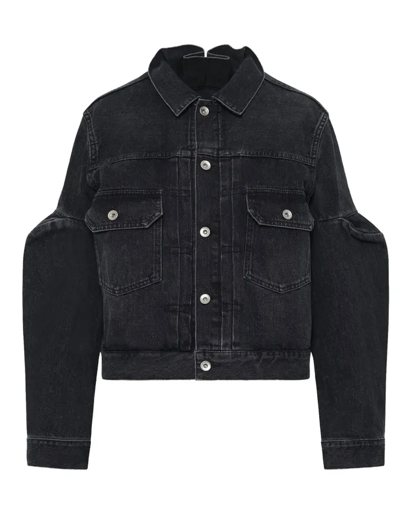 Sacai puff-sleeve denim jacket - Schwarz Schwarz