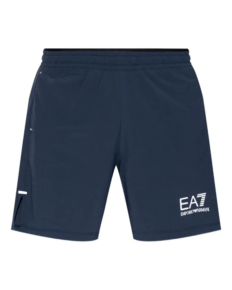 EA7 Shorts mit Logo-Print - Blau Blau