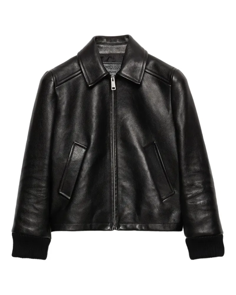 Prada leather blouson jacket - Schwarz Schwarz