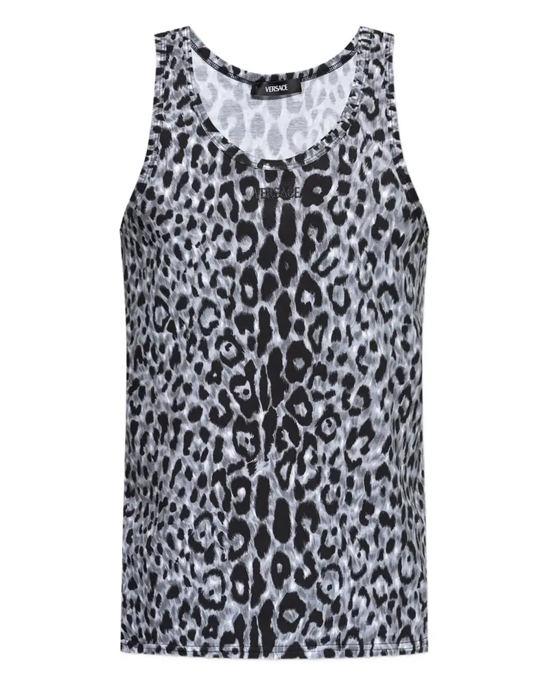 Versace Oberteil mit Leoparden-Print - Grau Grau