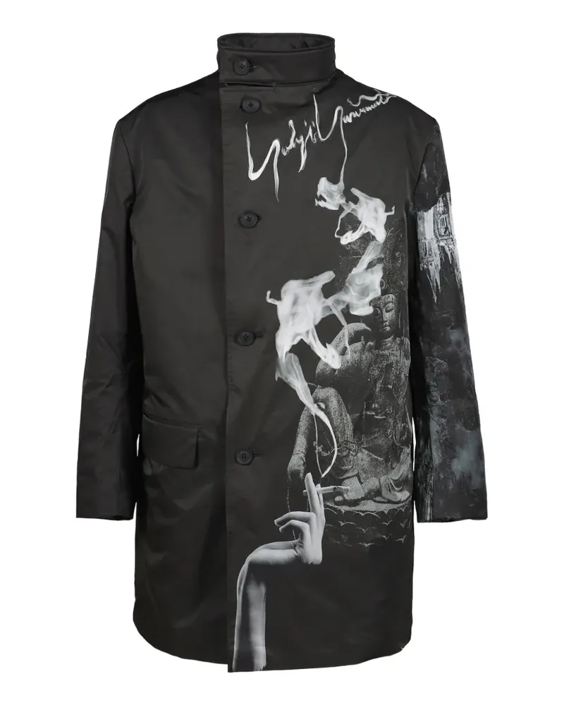 Yohji Yamamoto Smoking Gothic graphic-print button-up jacket - Schwarz Schwarz
