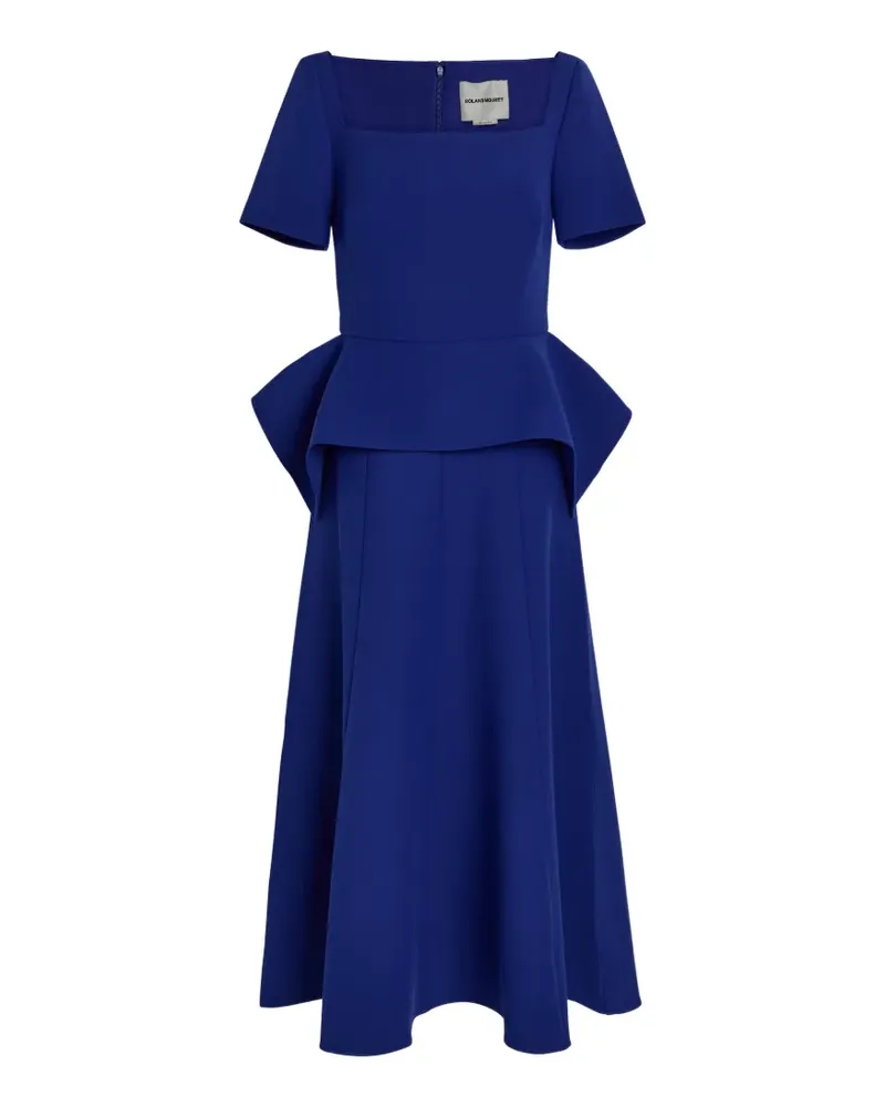 Roland Mouret peplum-waist square-neck midi dress - Blau Blau