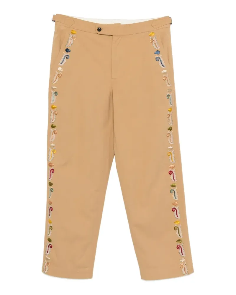 BODE Feather Runner embroidered trousers - Nude Nude