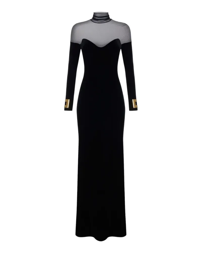 Elisabetta Franchi Kleid mit rotem Teppich aus Samt und Tüll - Schwarz Schwarz