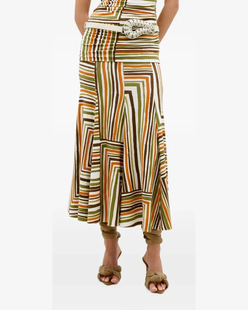 Silvia Tcherassi Josette striped midi skirt - Orange Orange