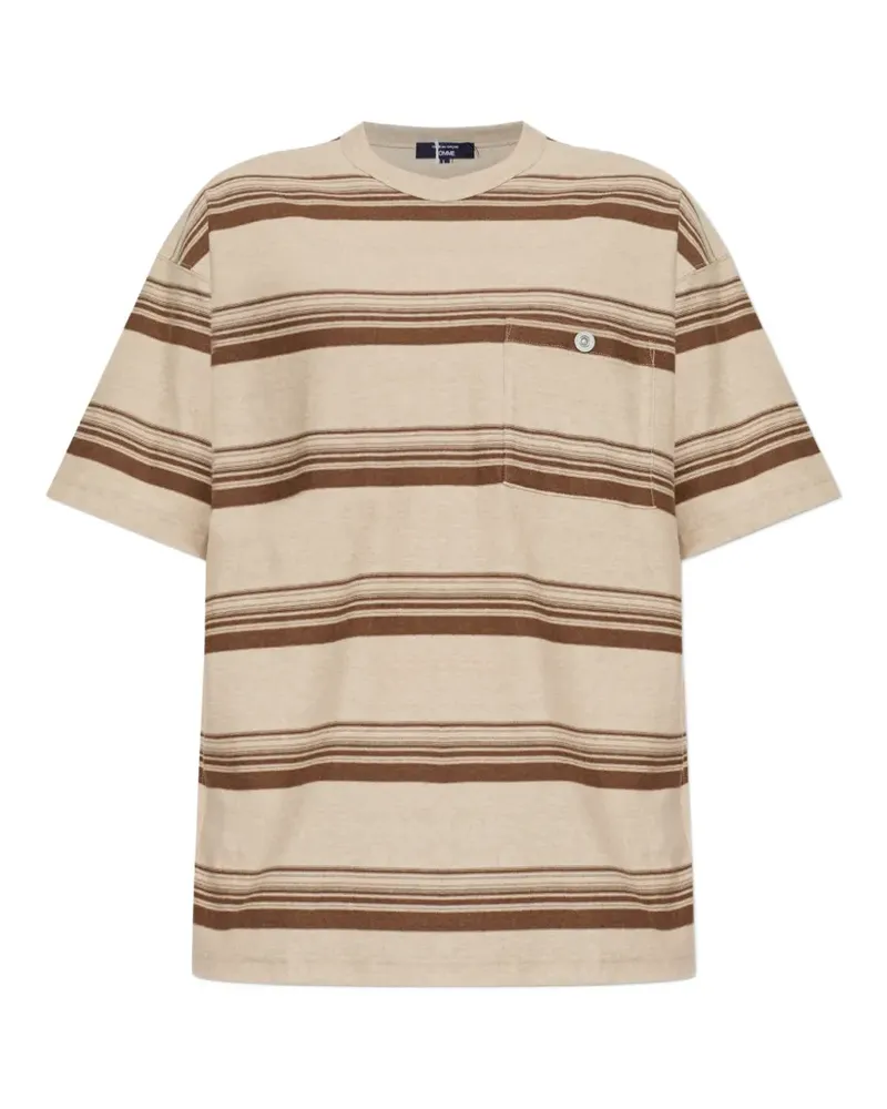 Comme des Garçons Gestreiftes T-Shirt mit Brusttasche - Nude Nude