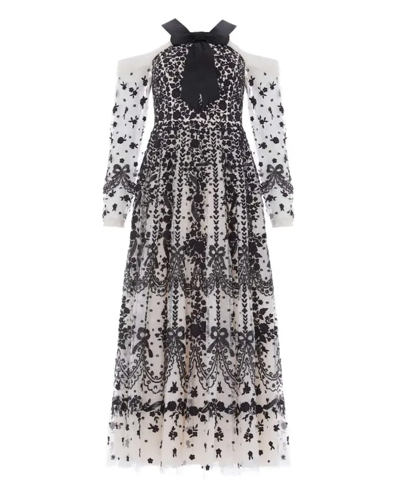 Needle & Thread embroidered-flowers maxi dress - Weiß Weiß