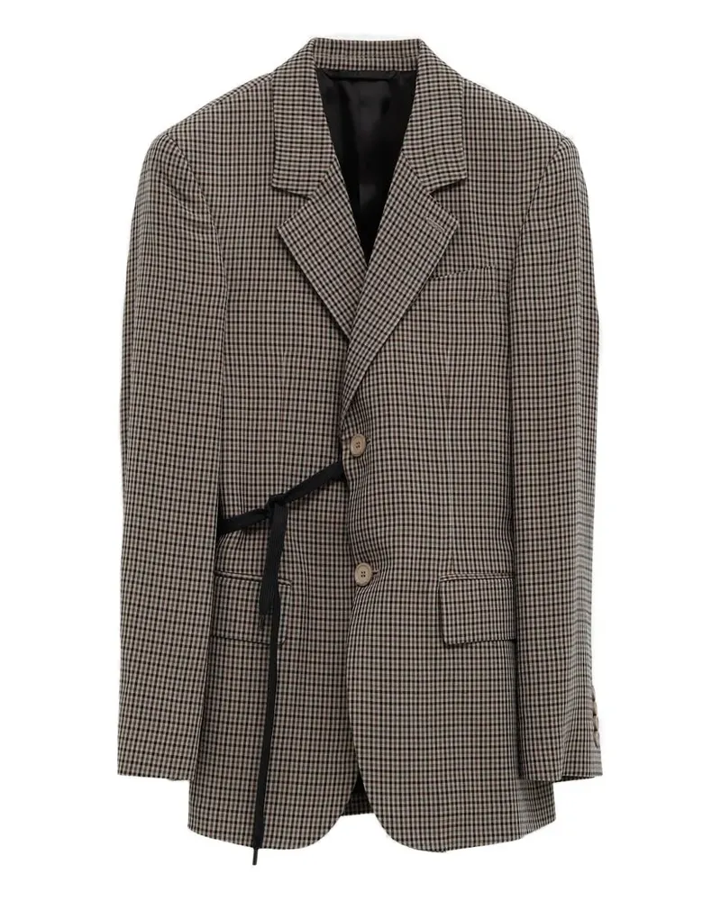 Balenciaga checked tie blazer - Nude Nude