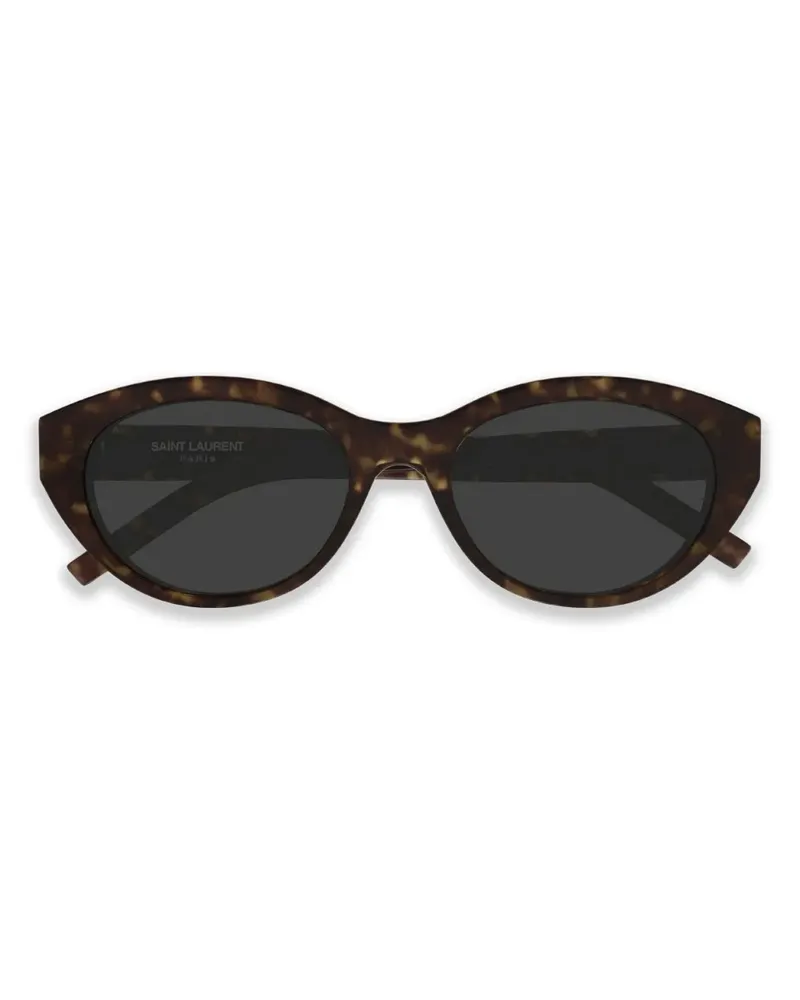 Saint Laurent Ovale Sonnenbrille in Schildpattoptik - Braun Braun