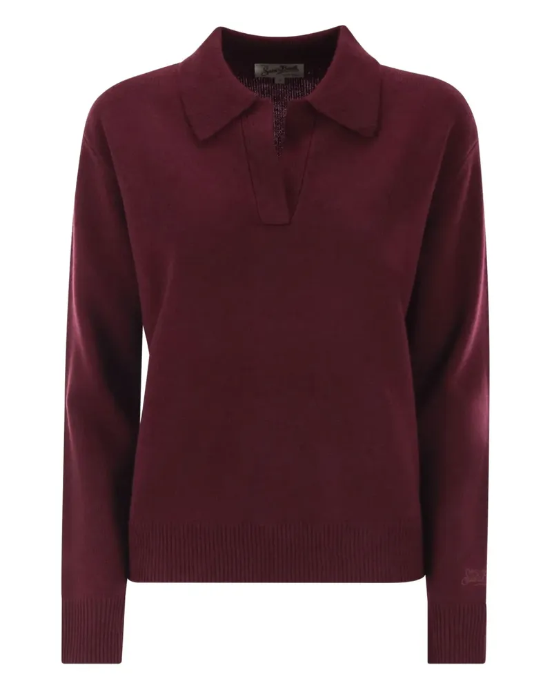 MC2 Saint Barth Gerippter Eze Pullover mit Poloshirtkragen - Rot Rot