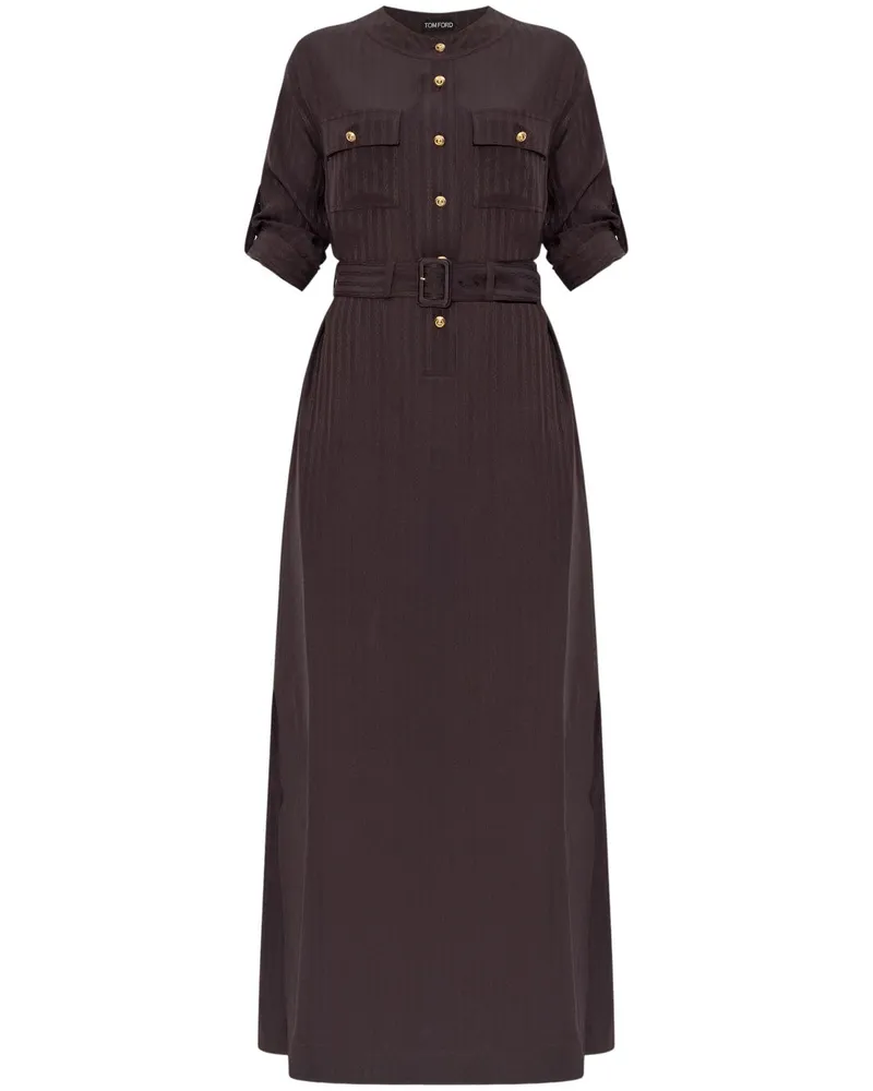 Tom Ford Gestreiftes Kleid mit Gürtel - Braun Braun