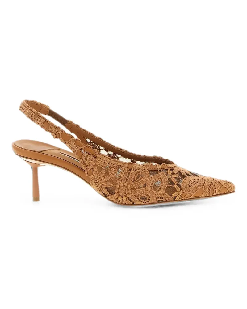 Le Silla Clivage lace-embellished slingback pumps - Braun Braun
