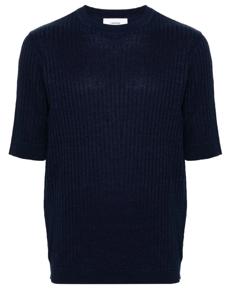 LARDINI Gerippter Pullover mit kurzen Ärmeln Blau