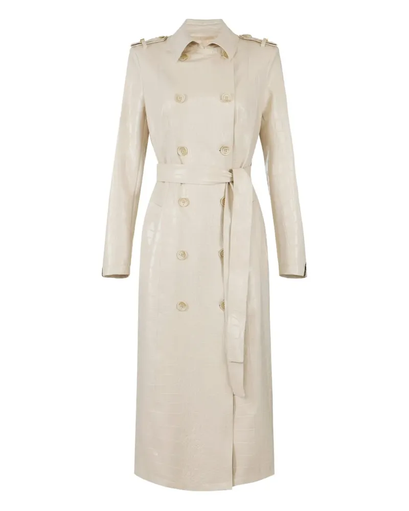 Elisabetta Franchi crocodile-effect trench coat - Nude Nude