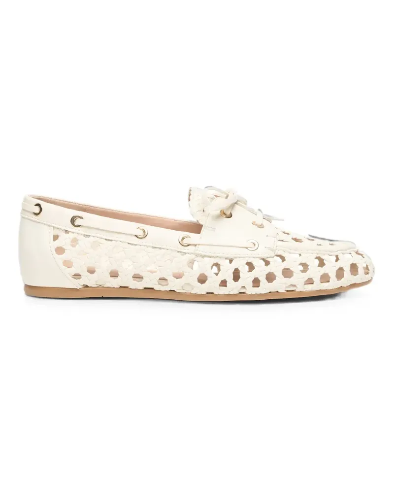 Stuart Weitzman Tinsley woven leather boat shoes - Nude Nude