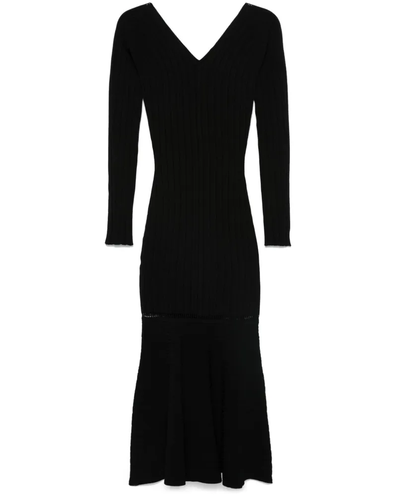 Victoria Beckham Geripptes Midikleid - Schwarz Schwarz
