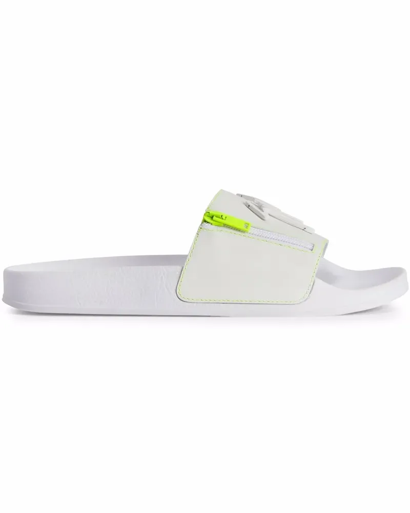 Giuseppe Zanotti Brett Pantoletten mit Logo - Weiß Weiß