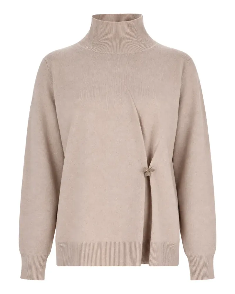 Fabiana Filippi Platinum Rollkragenpullover in Wickeloptik - Nude Nude