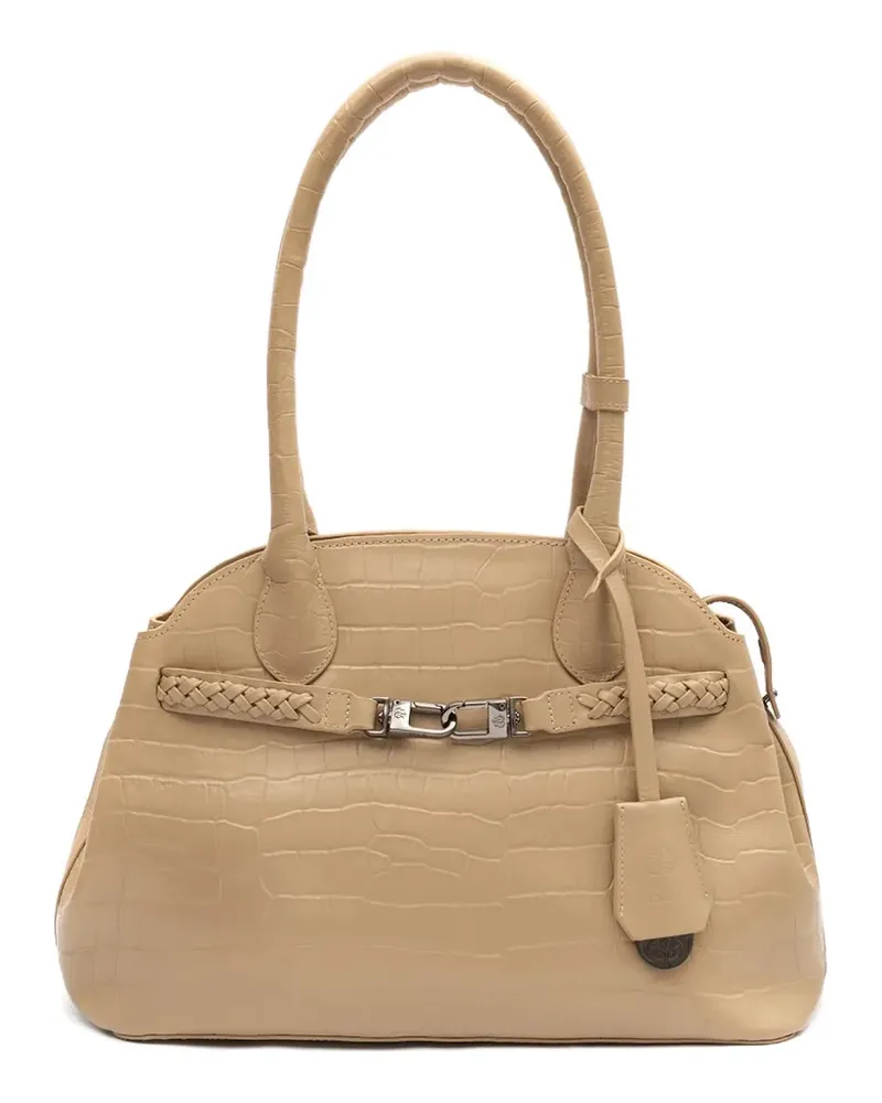 ISLA Schultertasche mit Kroko-Prägung - Nude Nude