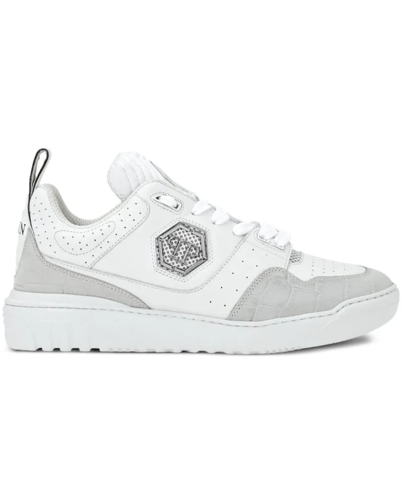 Philipp Plein Sneakers mit Logo-Schild - Weiß Weiß
