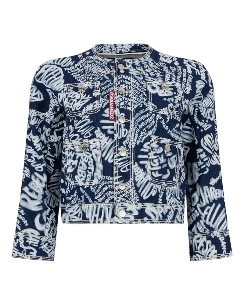 Dsquared2 lettering-print denim jacket - Blau Blau
