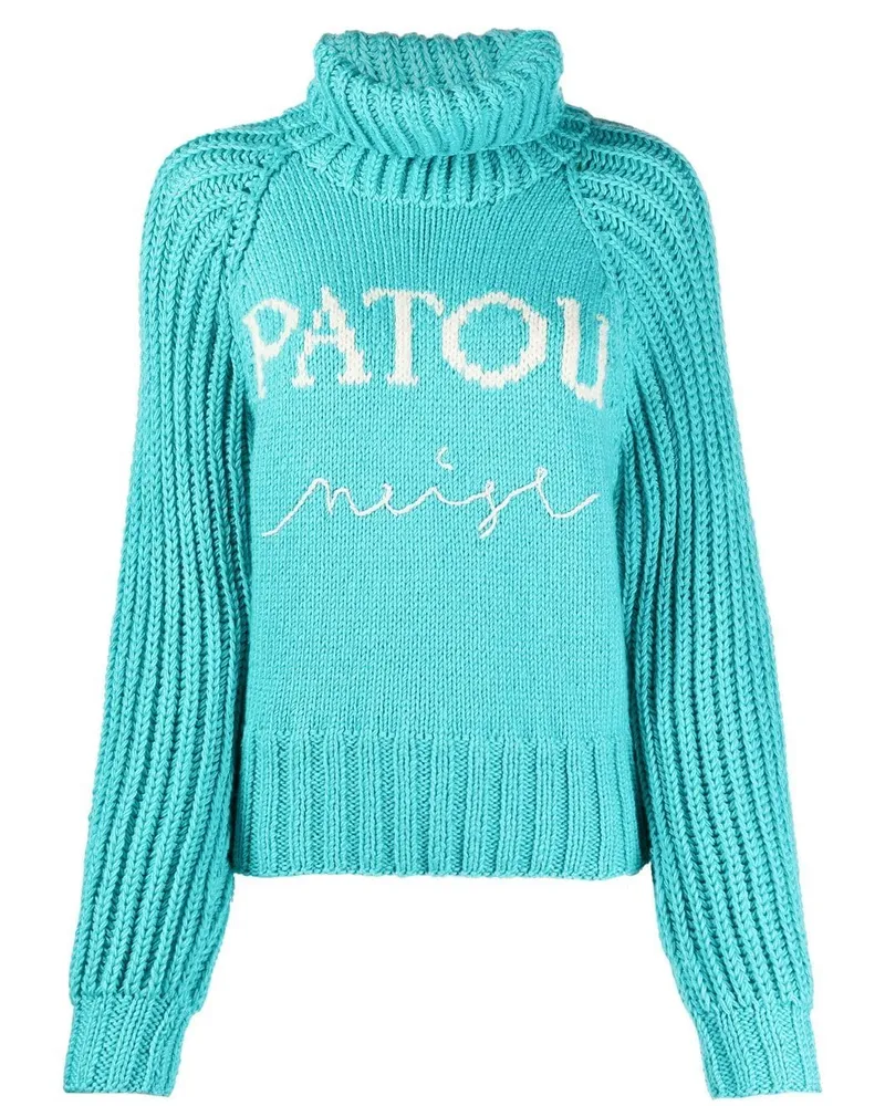 Patou Intarsien-Pullover mit Logo Blau