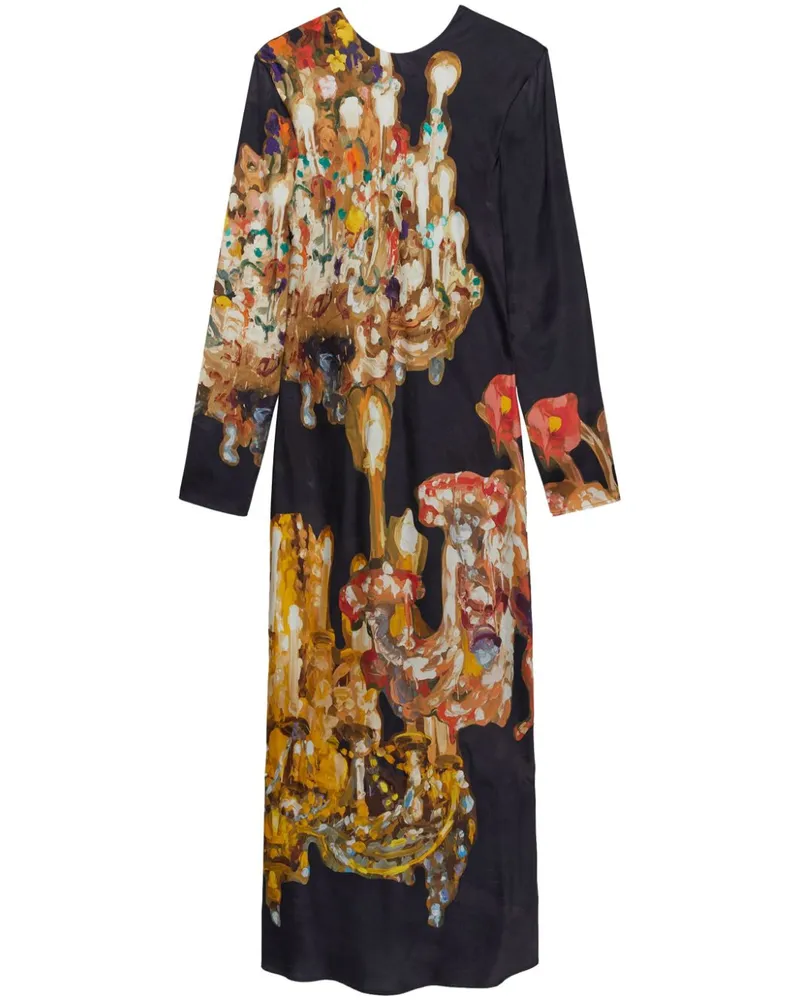 MSGM Maxikleid mit Print - Schwarz Schwarz