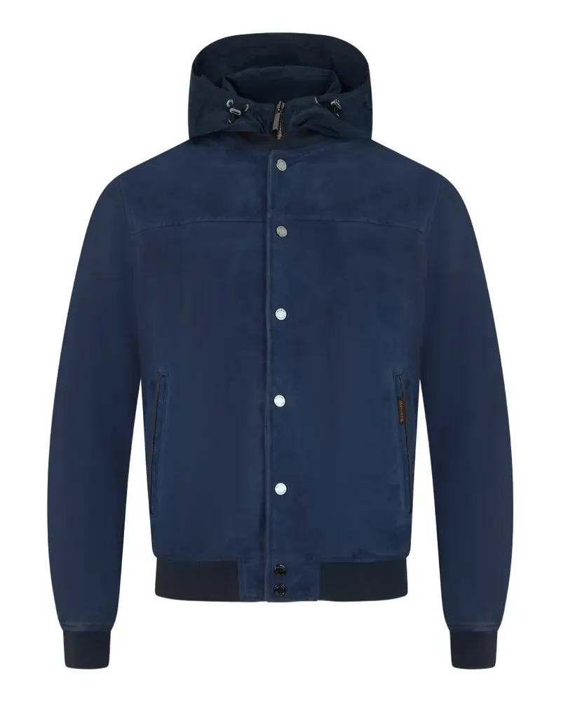 MOORER Darren-Ur Lederjacke mit Kapuze - Blau Blau